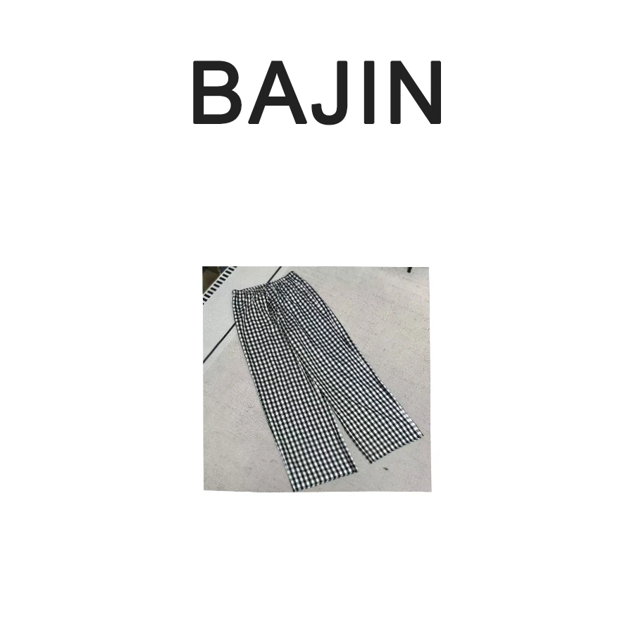 B2196【夏季新品休闲裤直筒长裤格子裤】简约潮流气质格纹