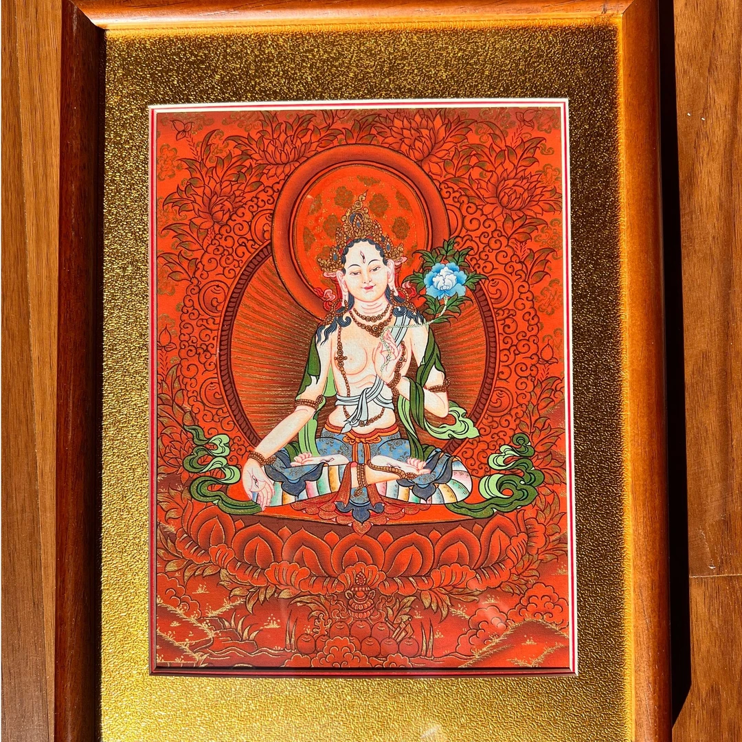 精工纯手绘唐卡白度母