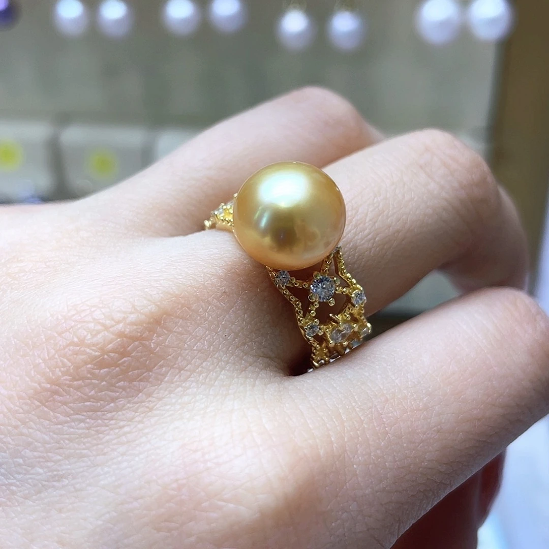 海水珍珠戒指银S925镶嵌