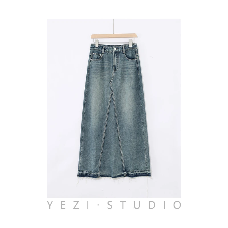 【折扣专区】”春日之约“高腰长款牛仔半身度假裙24121215