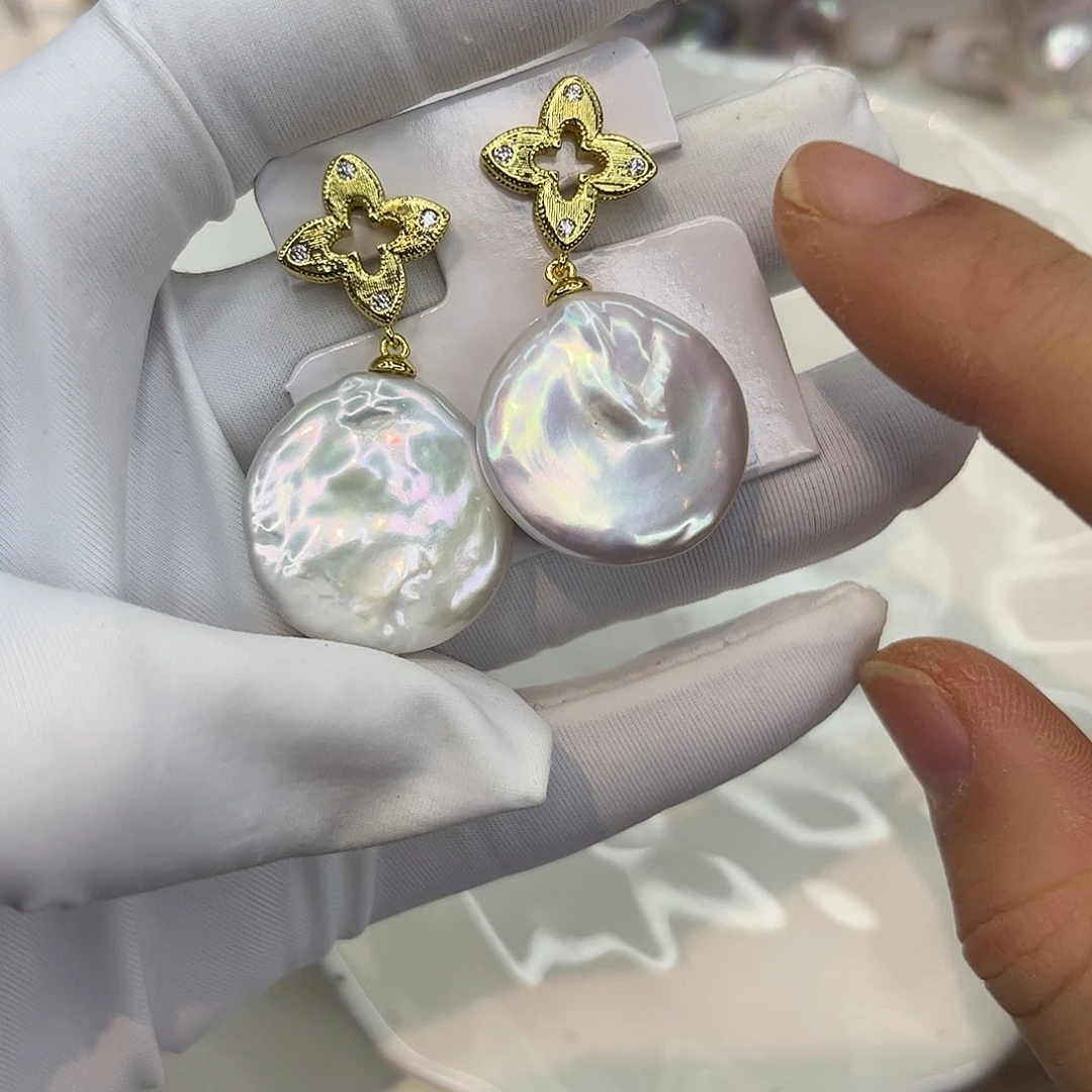 合金淡水珍珠耳饰