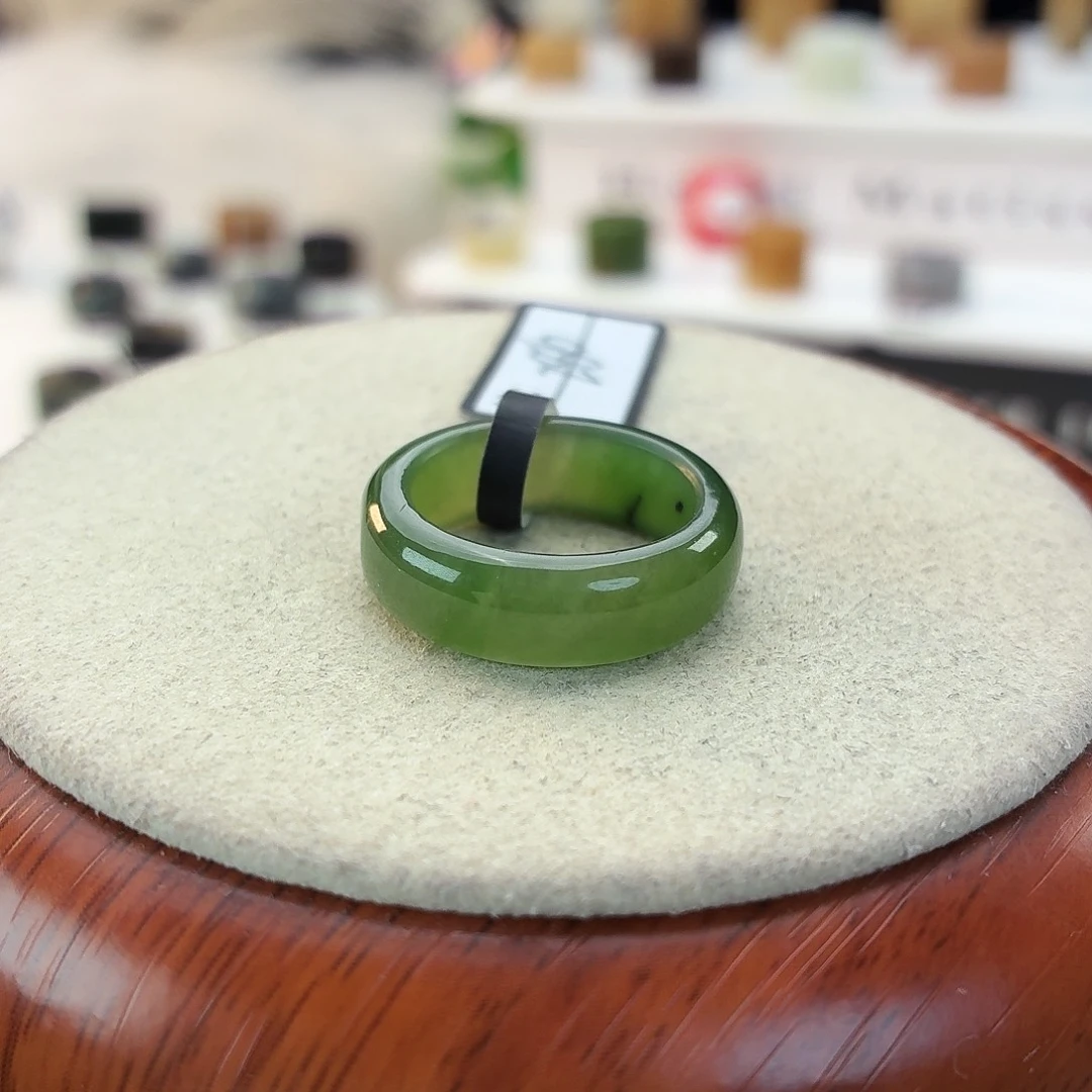 和田玉未镶嵌戒指i48碧玉圆条17.0mm