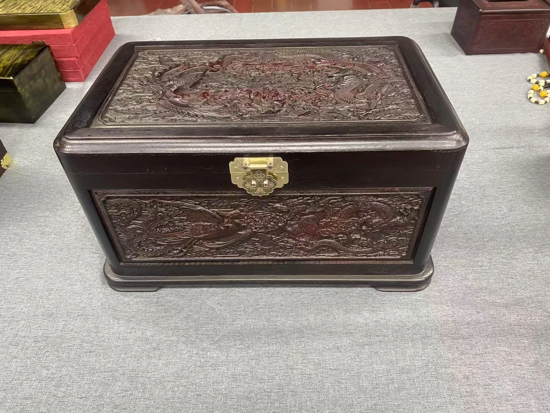 仙匠 大红酸枝龙凤彩礼箱 41*26*22cm
