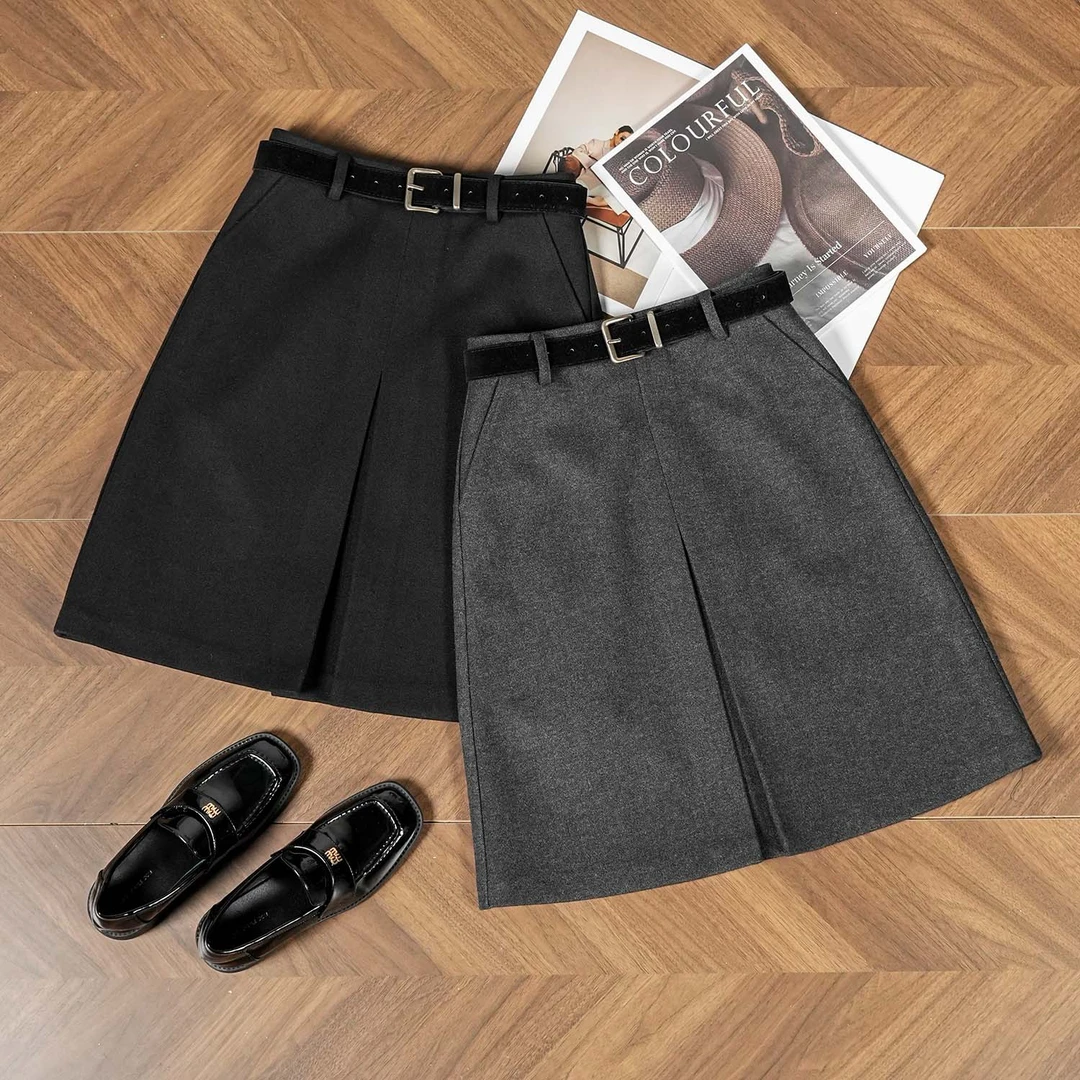 【司藤香系】A字裙半裙成人纯色高腰休闲直筒半身裙气质拉链53536