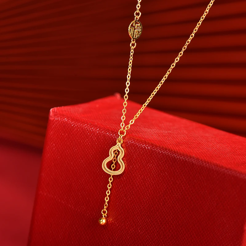 坠链均足银 镂空单葫芦套链典气质百搭轻奢传承工艺不掉色