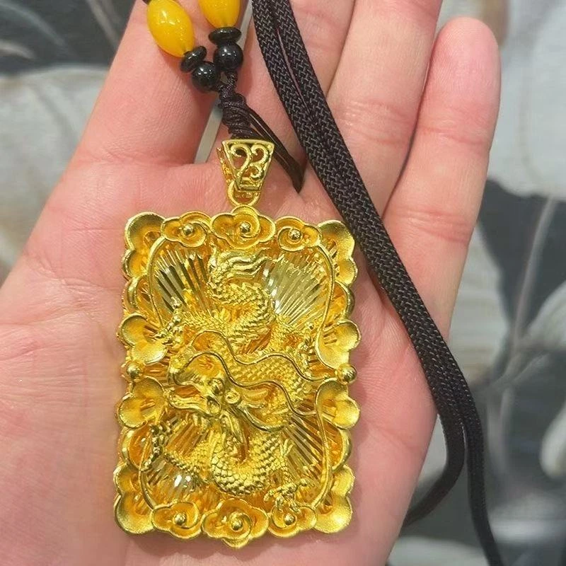 合金吊坠 镂空大龙牌吊坠