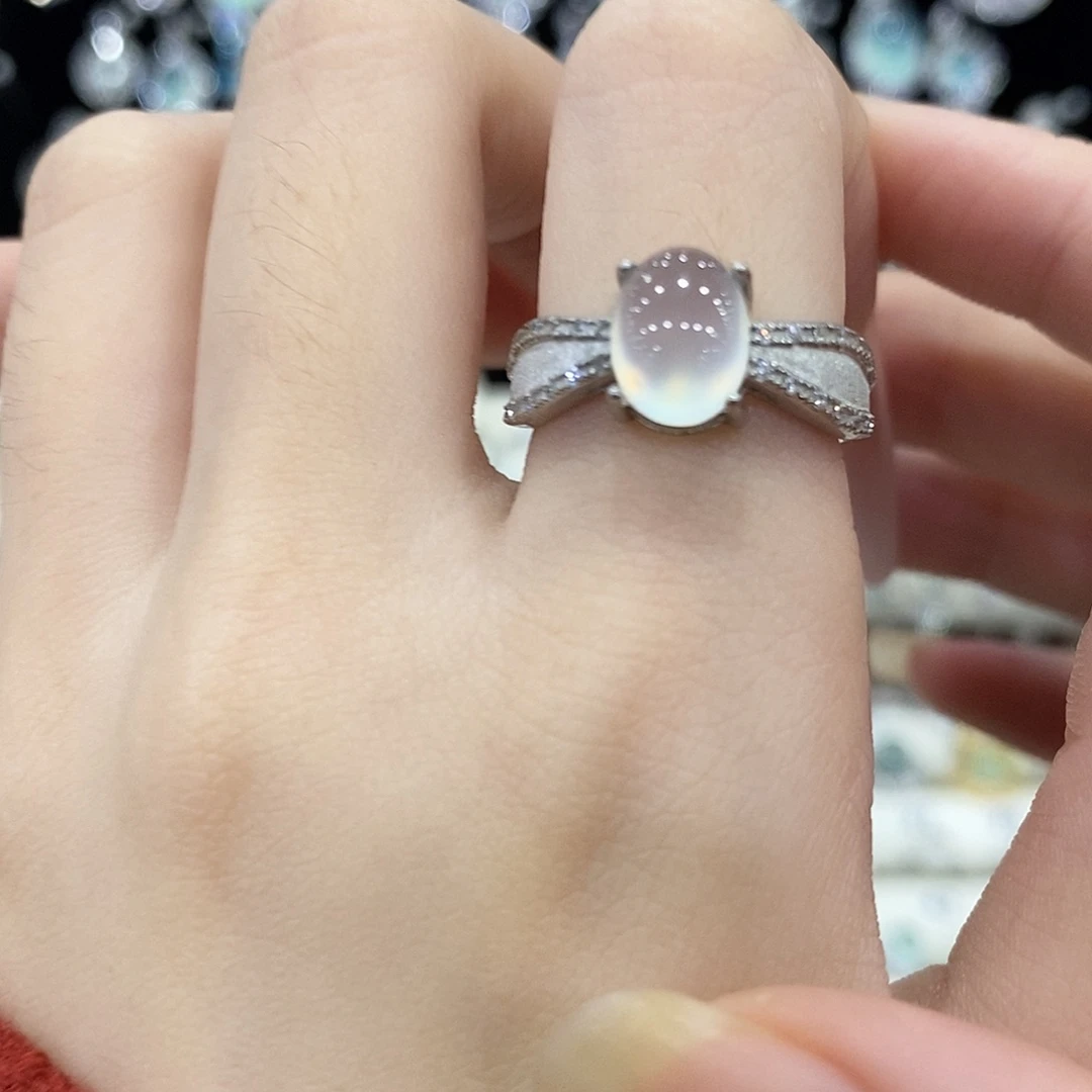 蛇纹石玉银S925镶嵌戒指