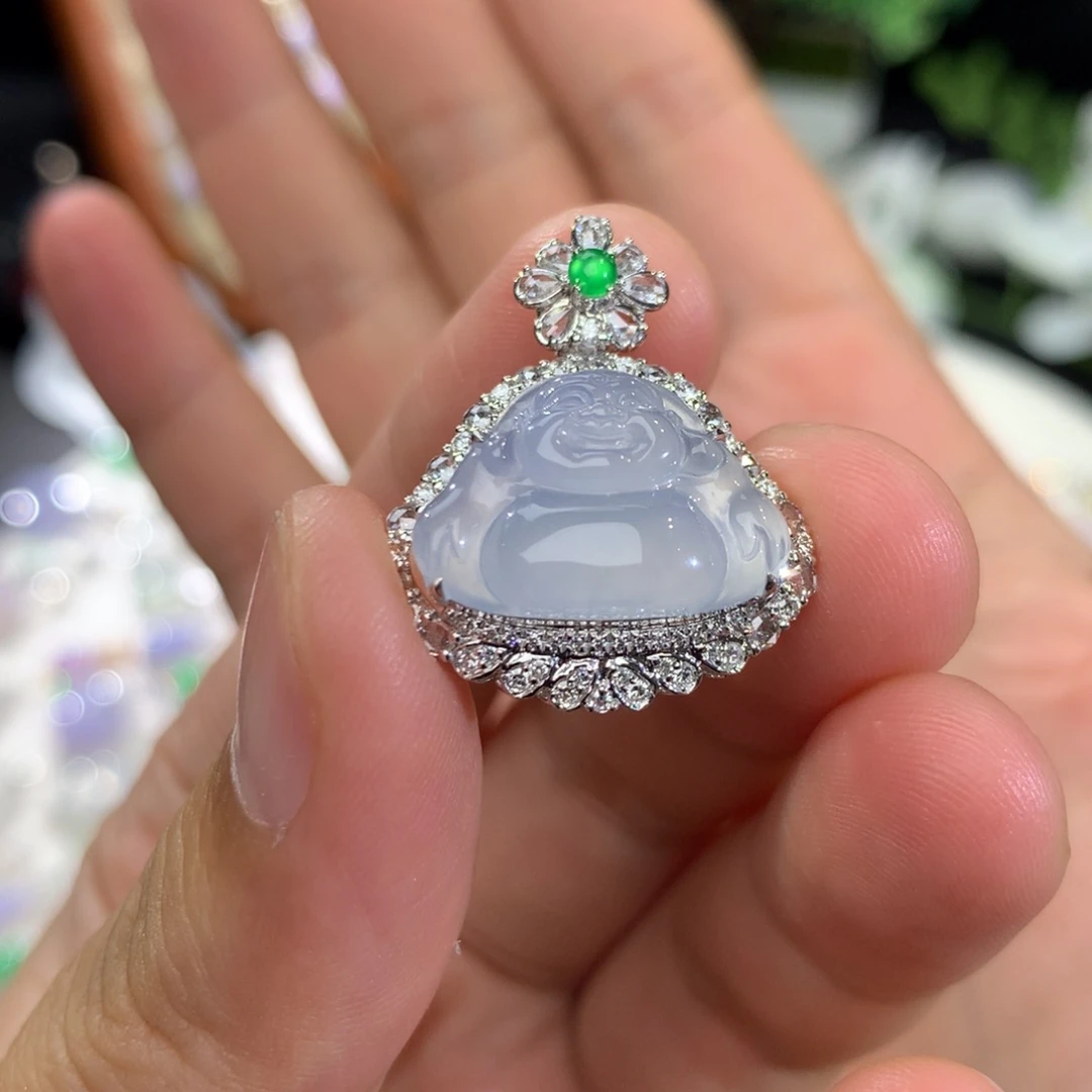 吊坠(不含链)18K金镶嵌翡翠佛公
