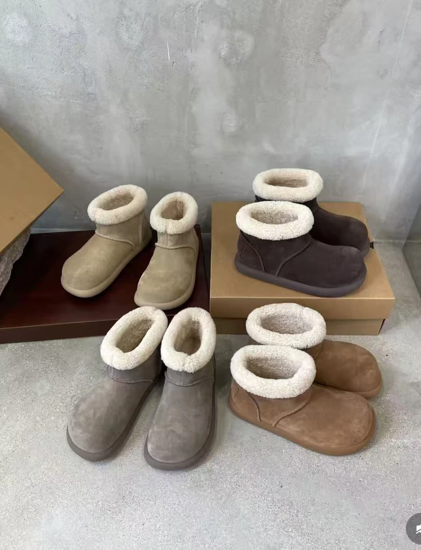 【爆款大土豆】新款真皮毛极简风加毛大土豆雪地靴加绒时尚休闲