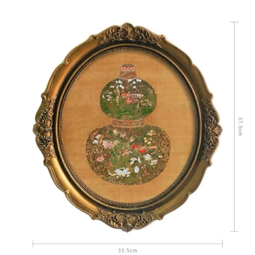 欧式复古小众椭圆挂画田园花卉法式壁画客厅餐厅装饰画卧室