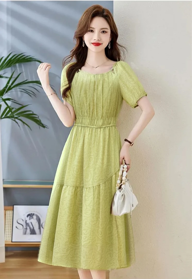 B176专柜同款汉派小清新法式韩版收腰夏季系带宽松连衣裙