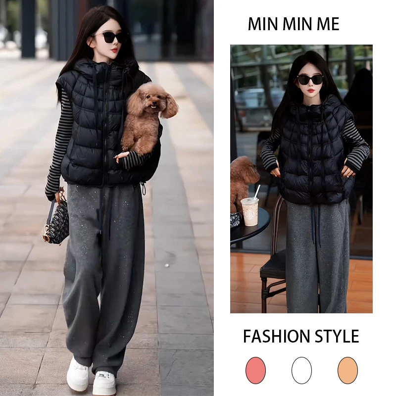 2025秋季新款设计感减龄无袖马甲女内搭打底衫休闲阔腿裤三件套装