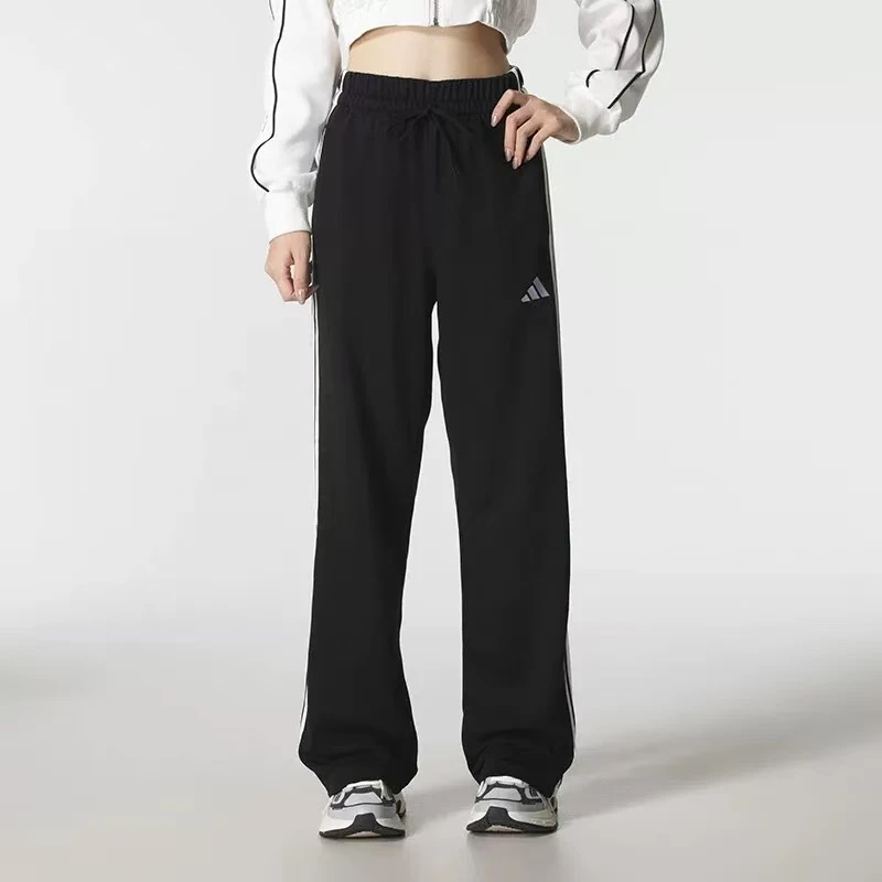adidas/阿迪达斯2025女子黑色简约运动休闲直筒长裤 JW7182