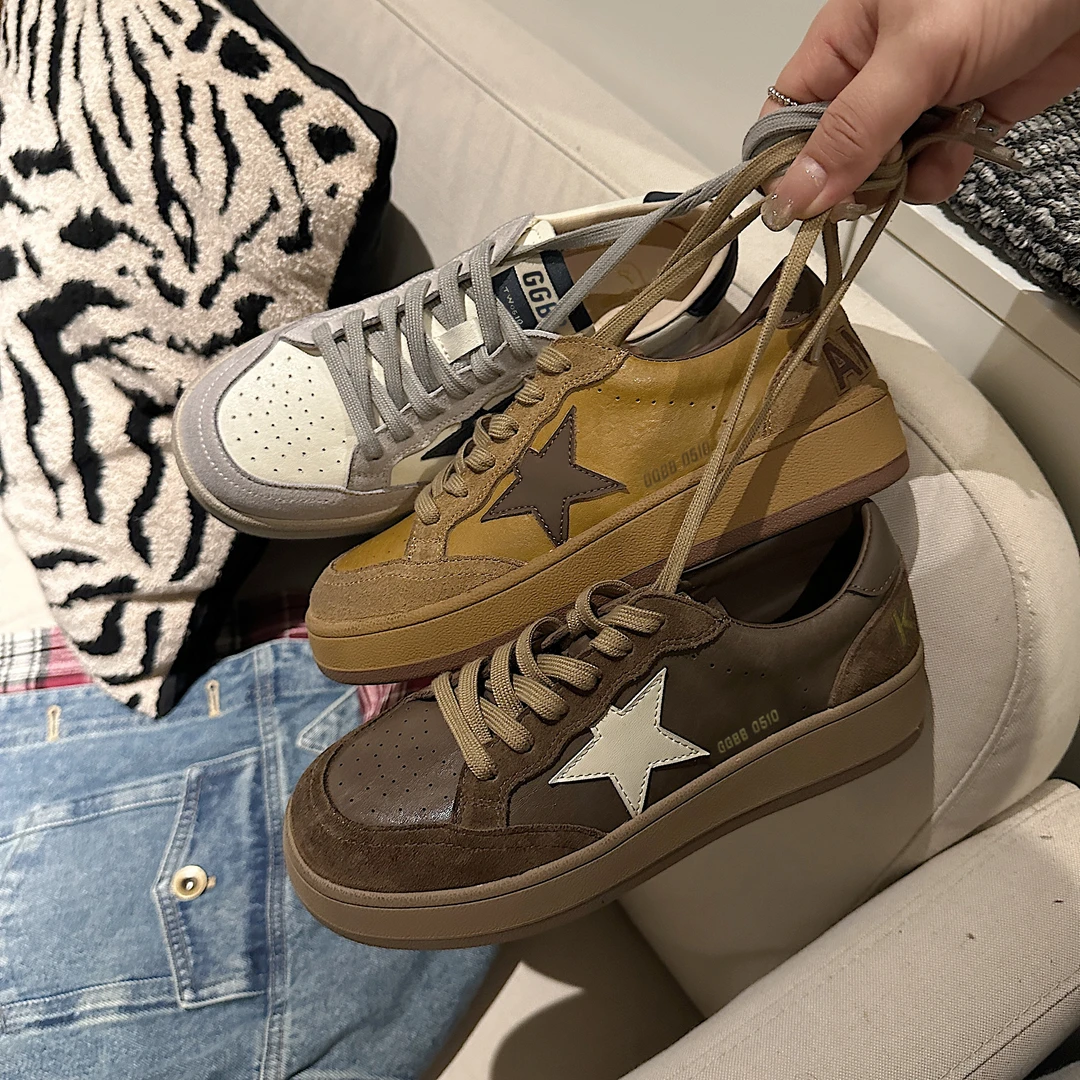 TS2024年春季新款时尚休闲百搭软底厚底圆头系带五角星板鞋