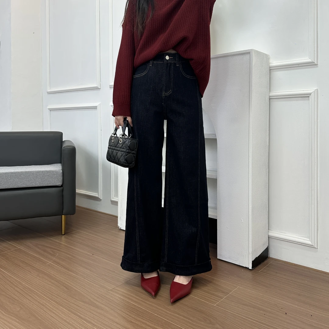 阔腿牛仔裤女2025年秋冬新款时尚百搭宽松百搭慵懒不贴腿拖地裤子