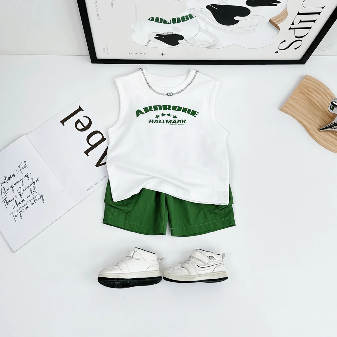 儿童套装夏季2025新款男童背心两件套洋气潮 WG28347悠悠童话童装