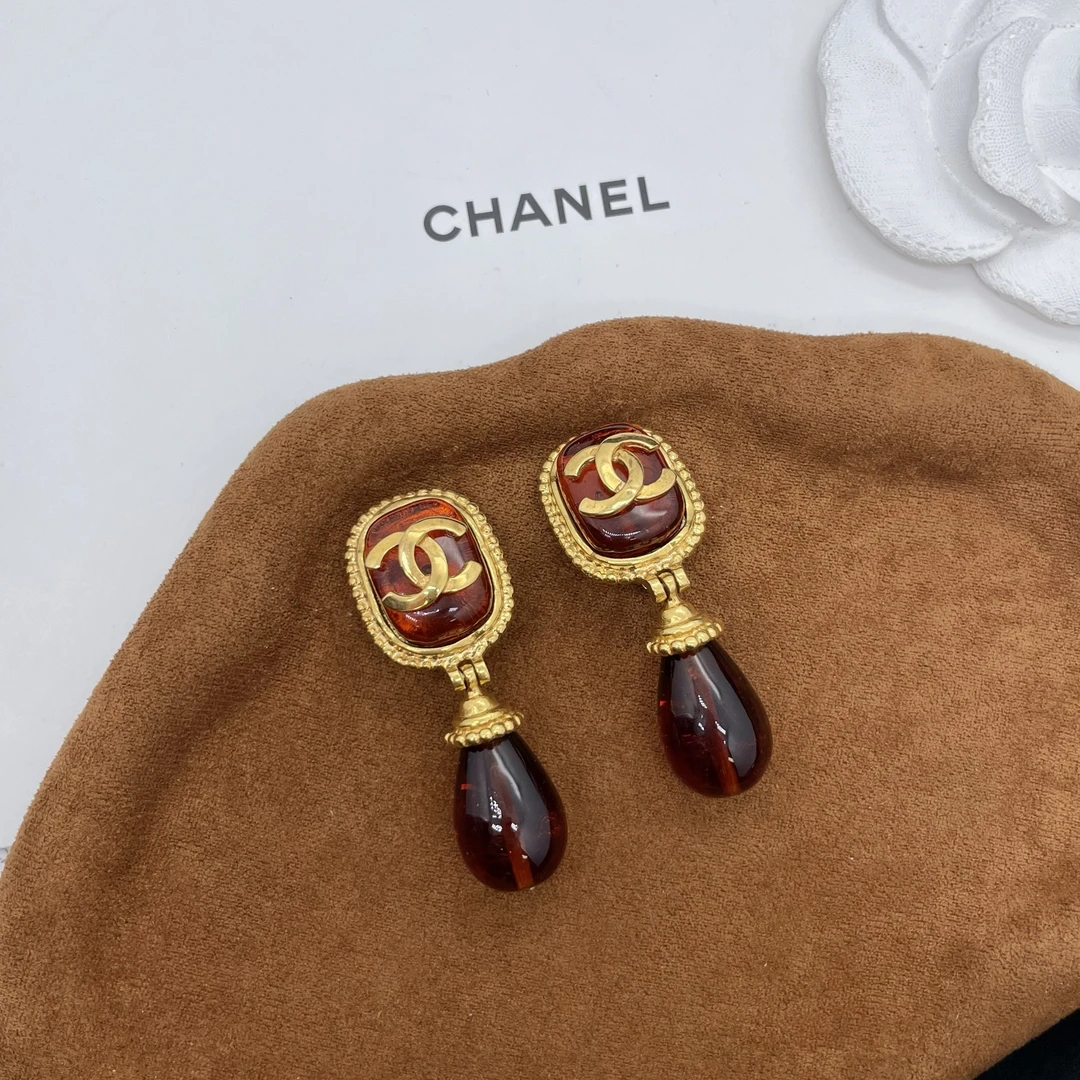 95新 Chanel/香奈儿 香奈儿双c琉璃扫肩耳夹/x05850