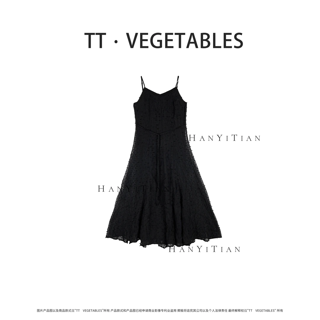 溪明 春季新款百搭气质显瘦简约宽松吊带连衣裙511188