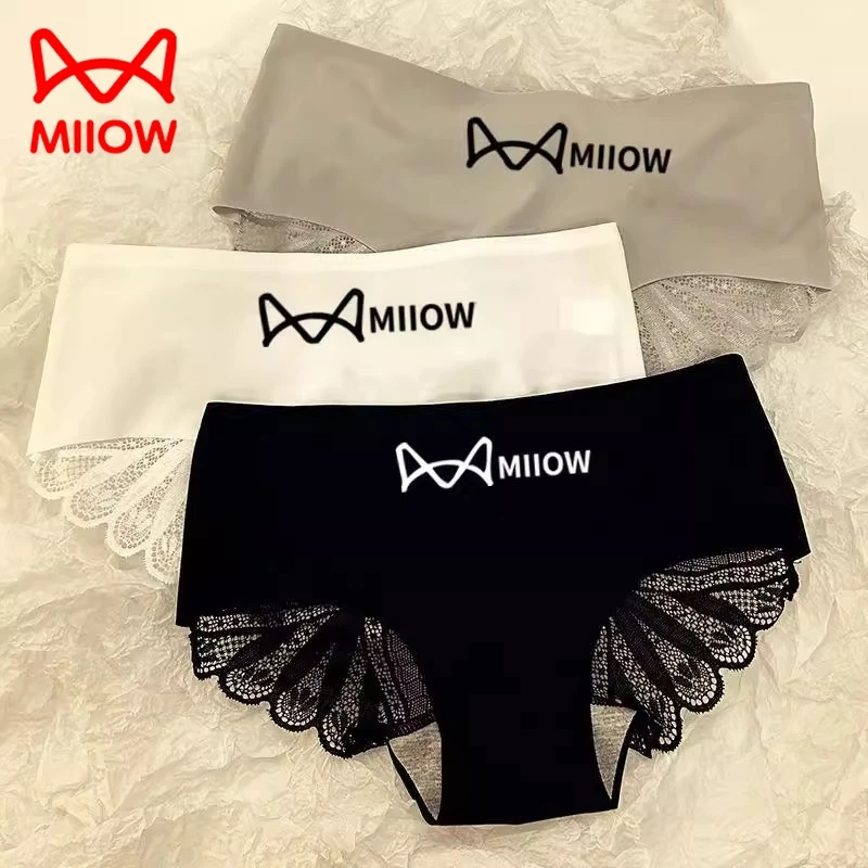猫人蕾丝收腹内裤女款2025新款纯棉裆纯欲镂空网纱提臀三角短裤女