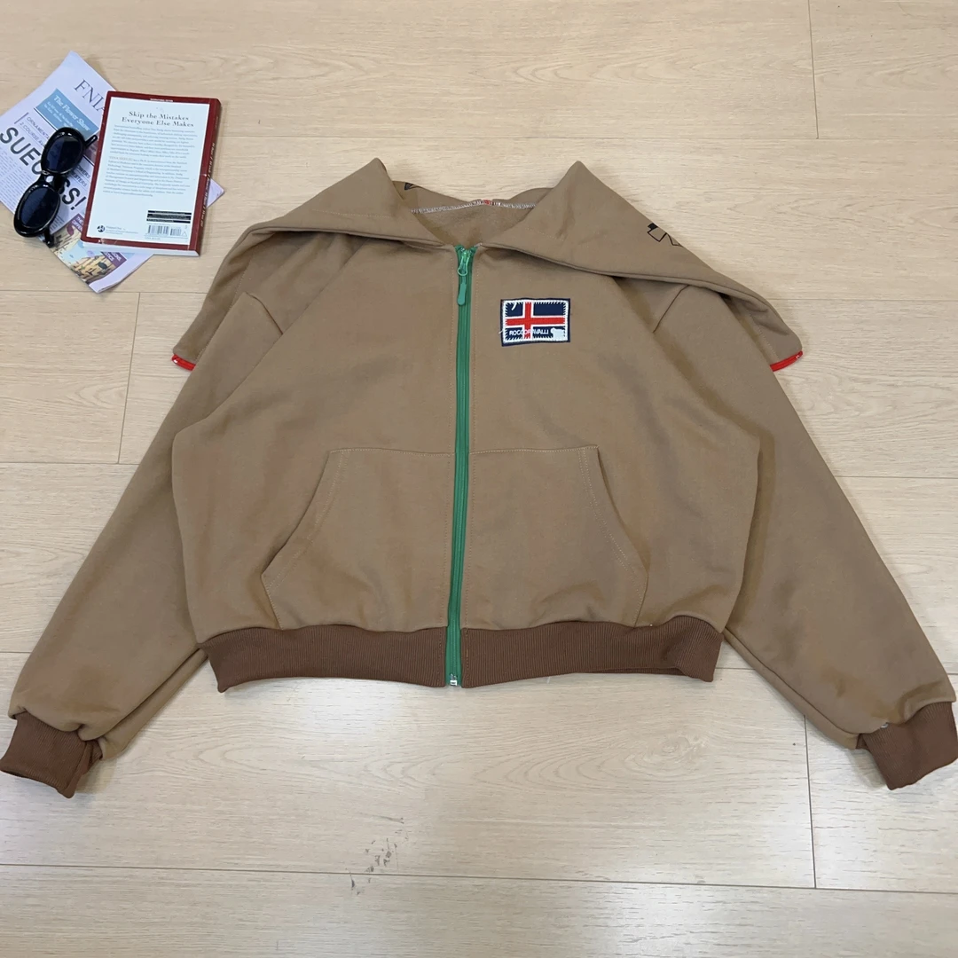 【蟹蟹专属】2025秋季新款时尚休闲海军领加薄绒卡通印花外套1093