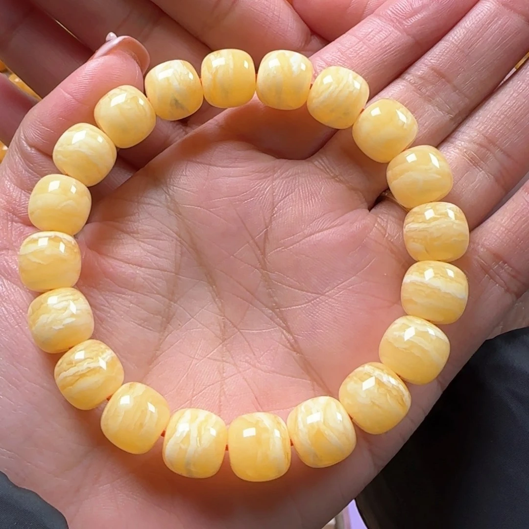 裸石蜜蜡未镶嵌玩**玉焦皮虎皮同料手串