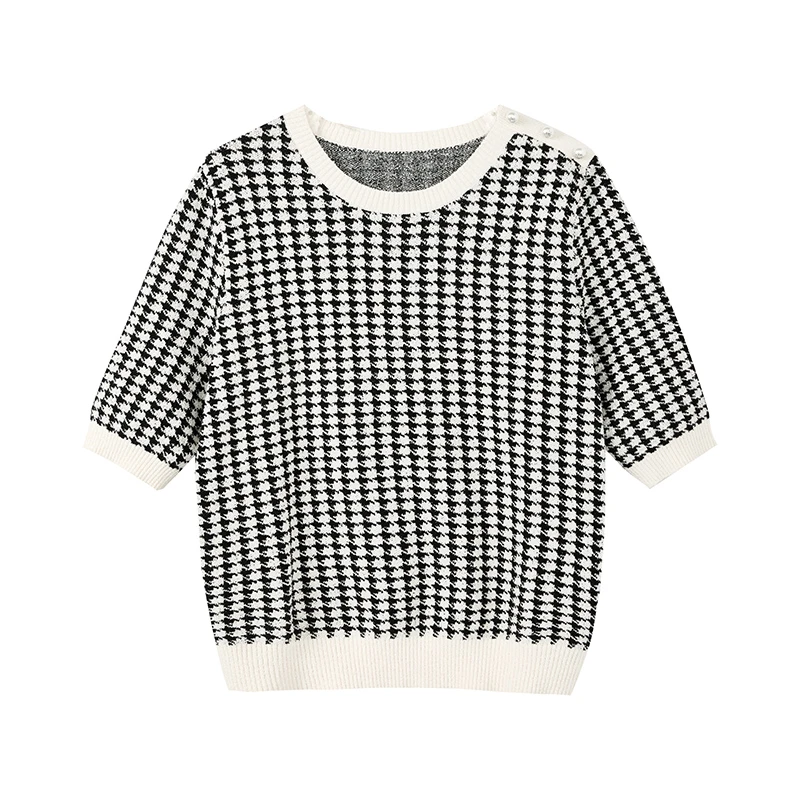 【籽言专属】小香风千鸟格针织衫N1529