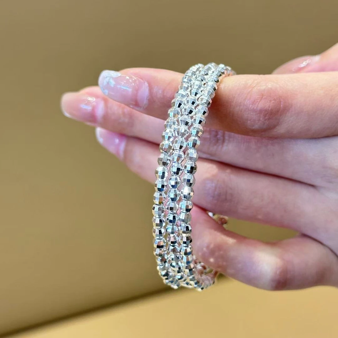 足银手链 999.9足银蹦迪珠记忆弹力爆闪银手链手镯生日情人节礼物