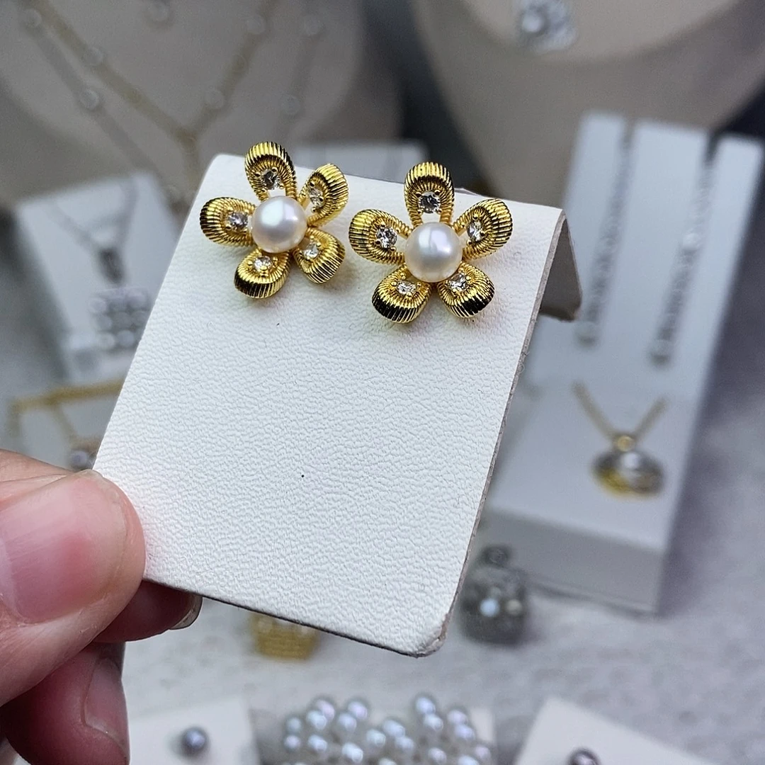 淡水珍珠耳饰银S925镶嵌