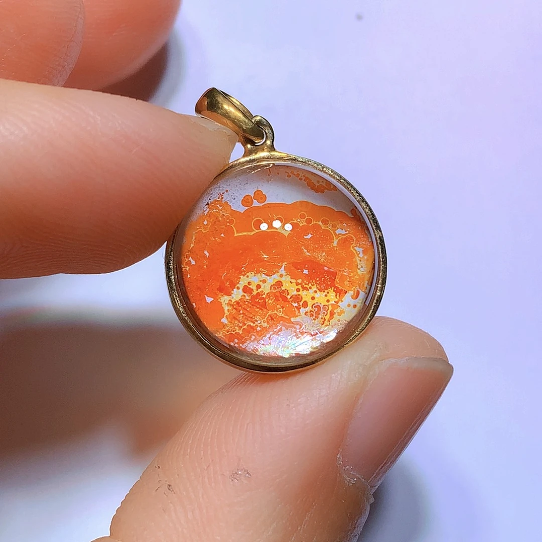 水晶吊坠银S925镀金镶嵌天然水晶