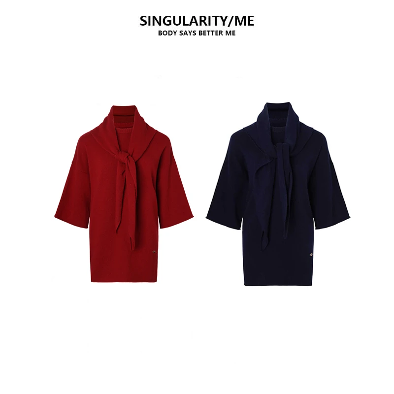 Singularity Me 9AA 683 围脖配饰绵羊毛秋慵懒休闲针织衫短袖T恤