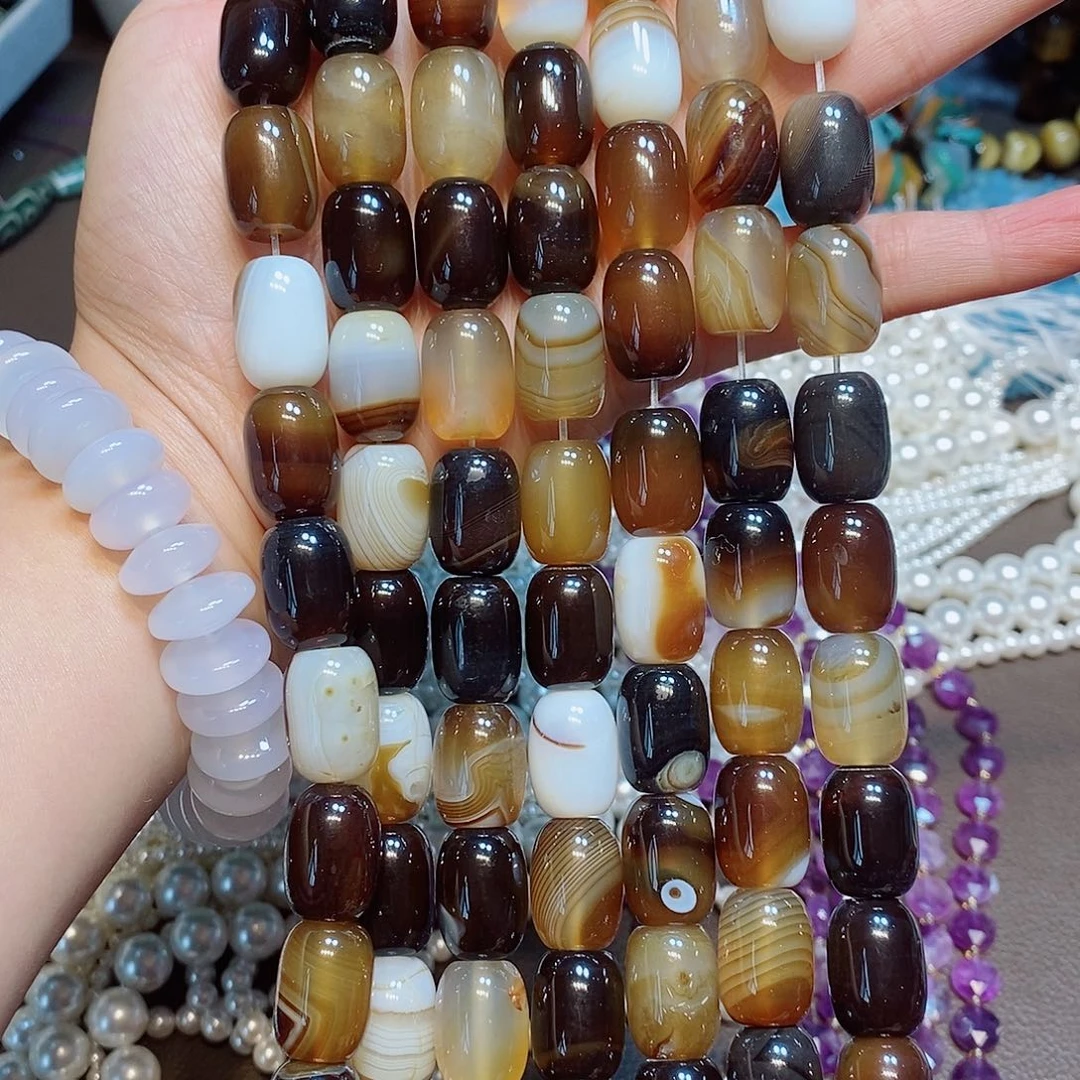 玛瑙/玉髓散珠13✖️18mm美拉德玛瑙桶一条