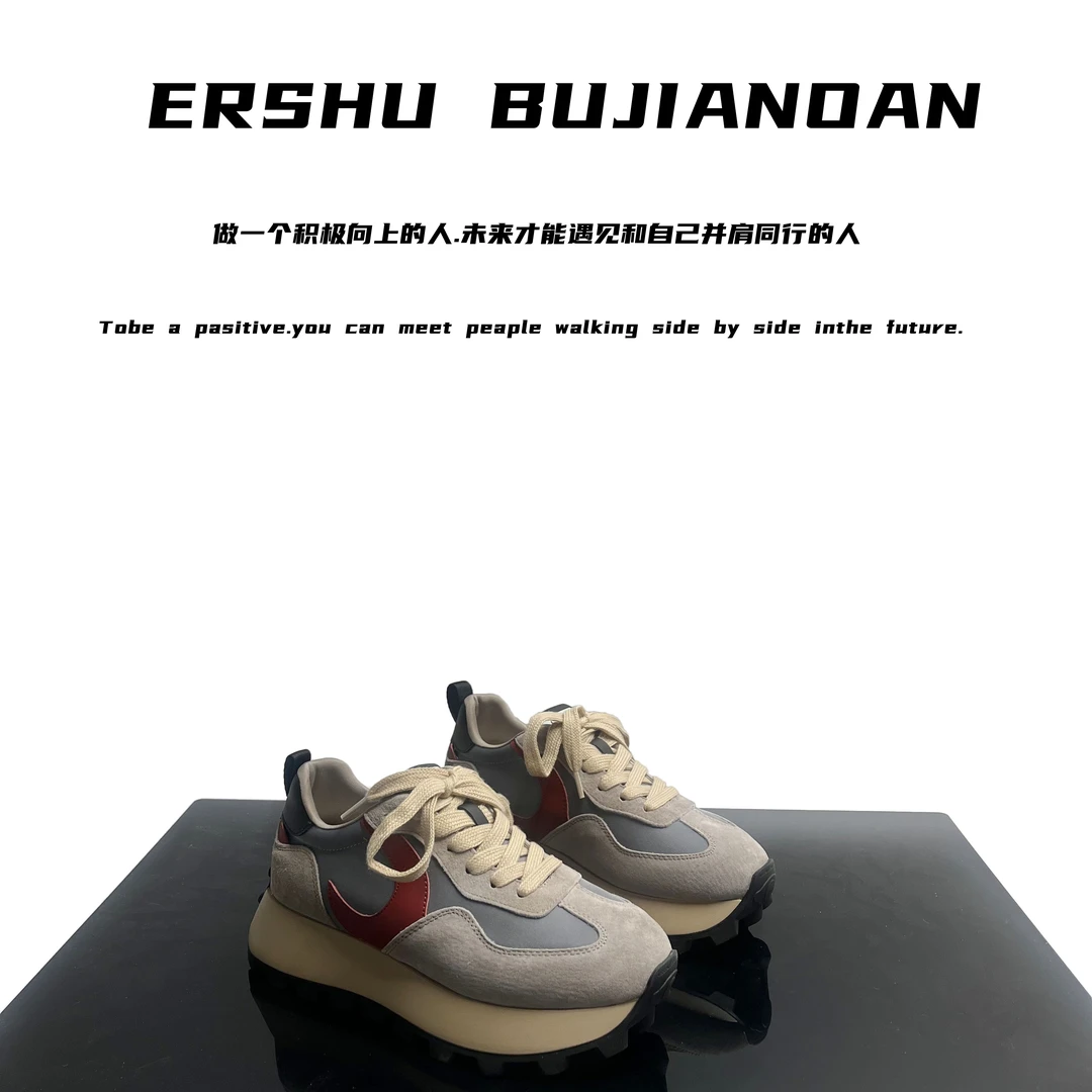 2025春款韩版女德训鞋时尚拼色厚底休闲百搭阿甘鞋 1066-8