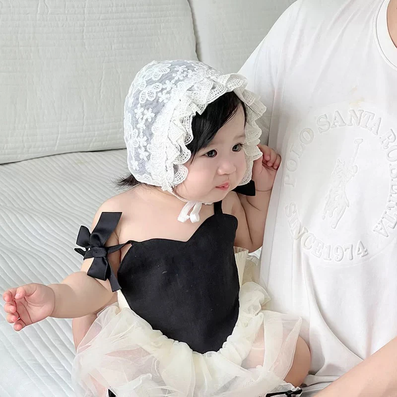 婴儿防晒宝宝帽子夏季薄款透气大帽檐遮阳太阳帽女可爱公主宫廷帽