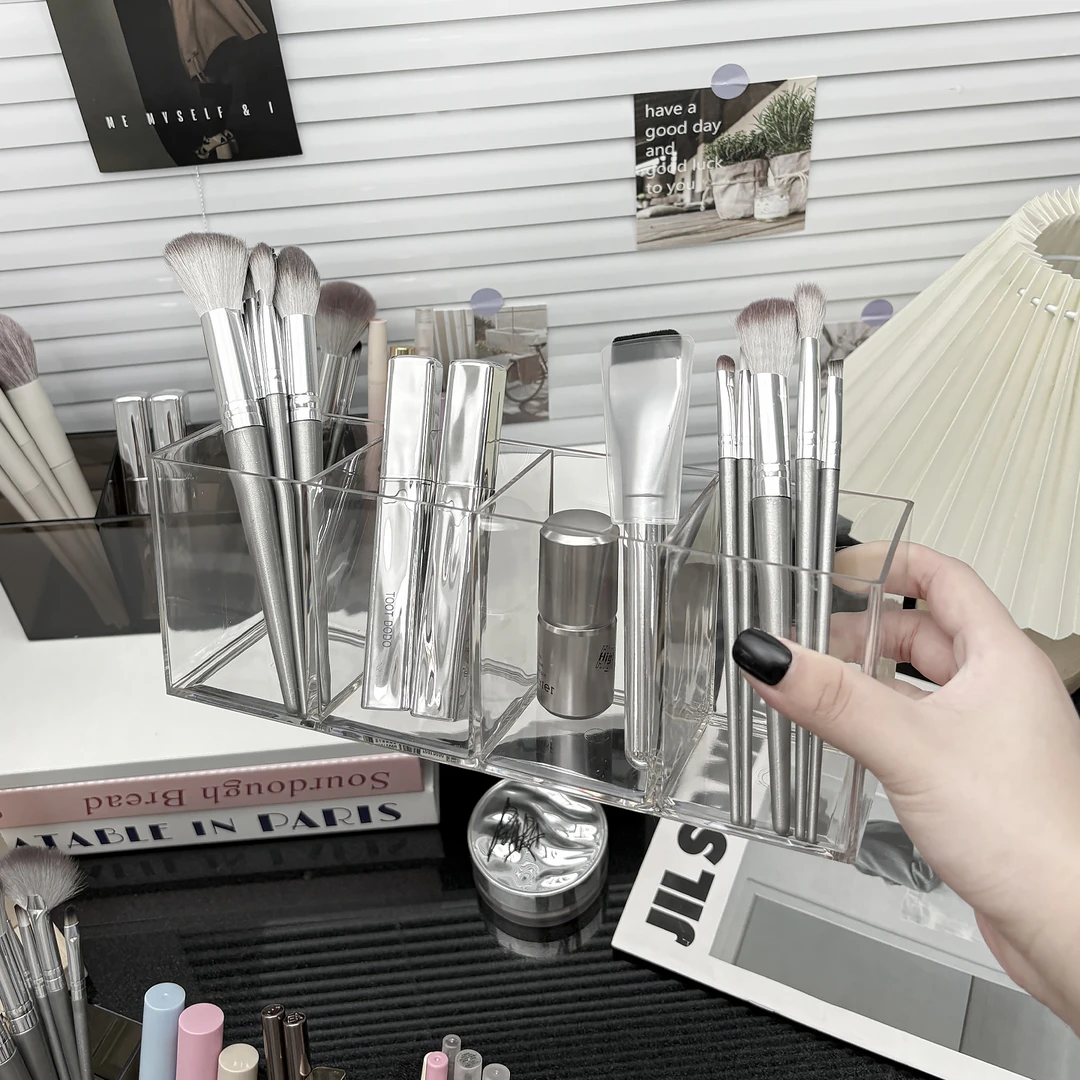 化妆刷筒ins风多格桌面梳妆台浴室置物架眉笔口红杂物收纳整理盒