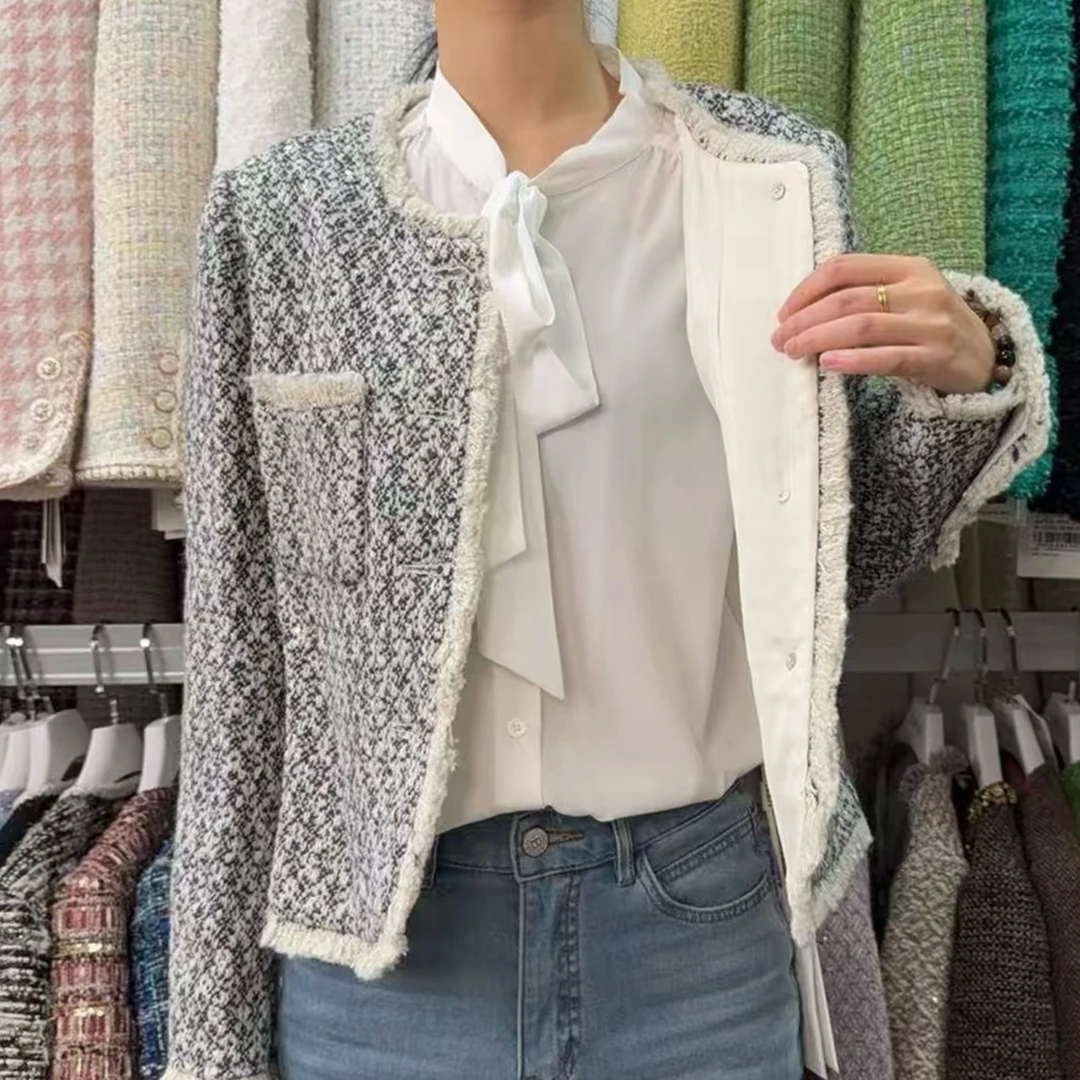 南油秋冬加厚高端羊毛呢气质小香风外套XF09