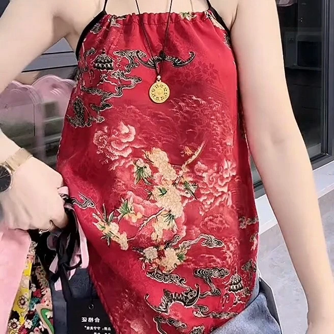 网红爆款春夏名媛风性感细带肚兜背心复古民族风显瘦内搭吊带女