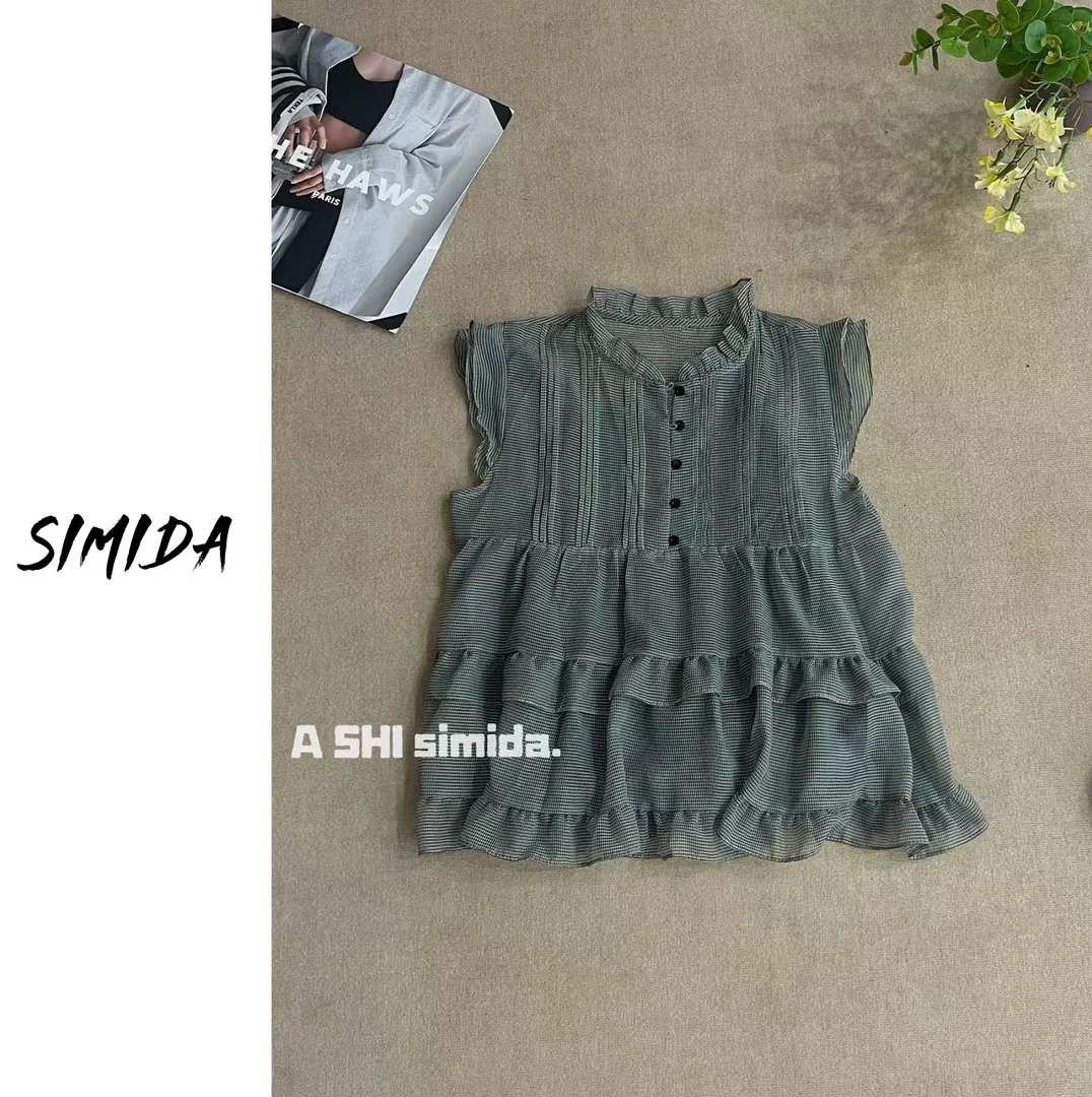 SIMIDA诗觅   韩系设计透纱小衫+吊带背心两件套