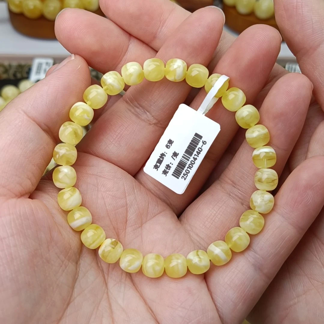 未镶嵌蜜蜡手链7精工高桩老型金瓷白