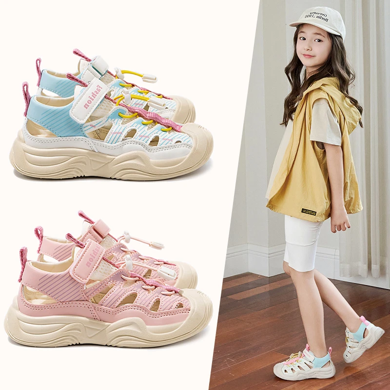 ABC女童包头凉鞋2025夏季新款儿童时尚百搭休闲运动鞋中大童时尚