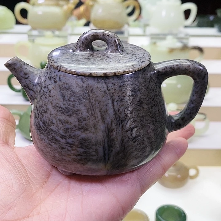 和田玉未镶嵌挂件茶壶230ml