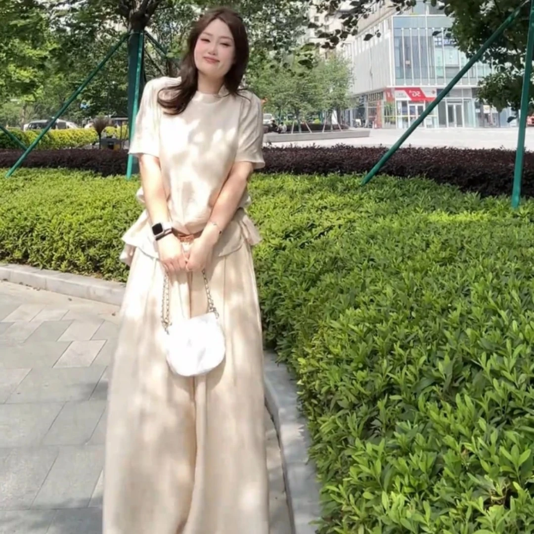 大码短袖上衣遮肉裤子两件套6288（送腰带）