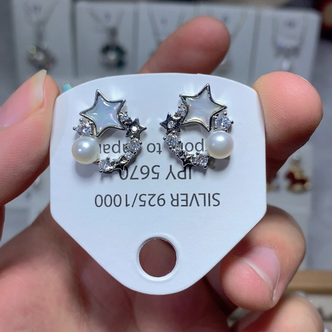 淡水珍珠耳饰银S925镶嵌