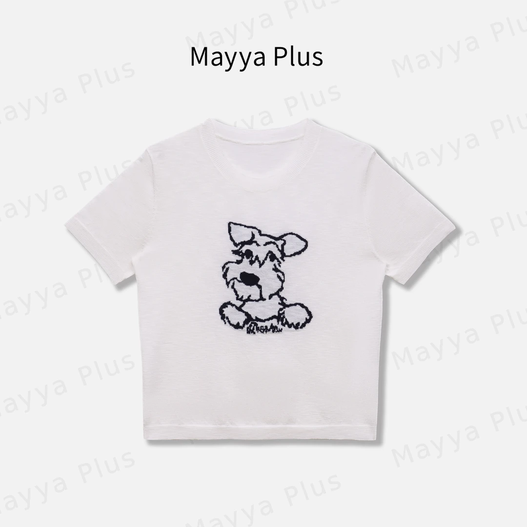 【雪纳瑞】MayyaPlus麦芽定制夏季圆领轻奢短袖T恤休闲上衣32528205