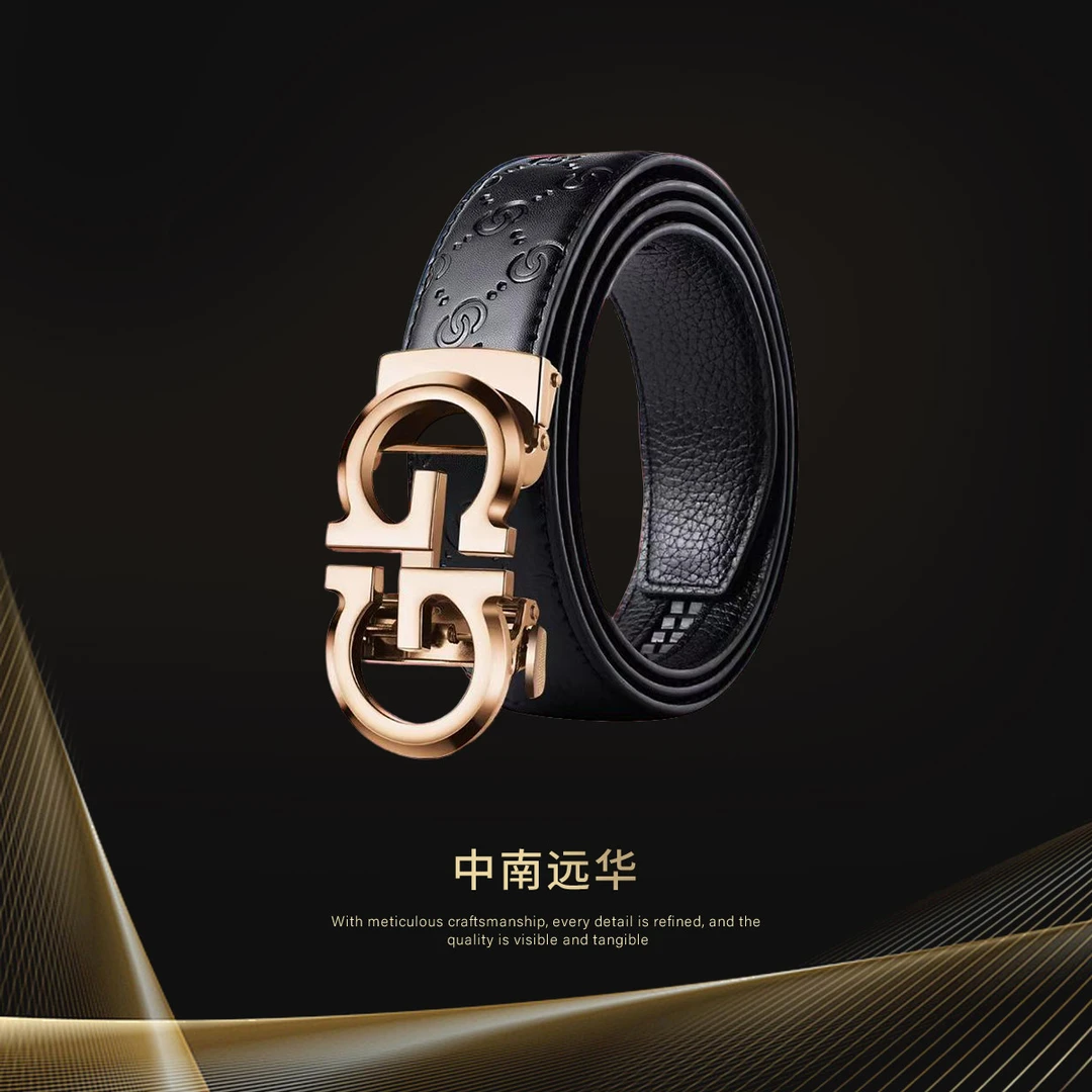 双G自动扣商务耐用男士皮带百搭字母腰带带条带印CC