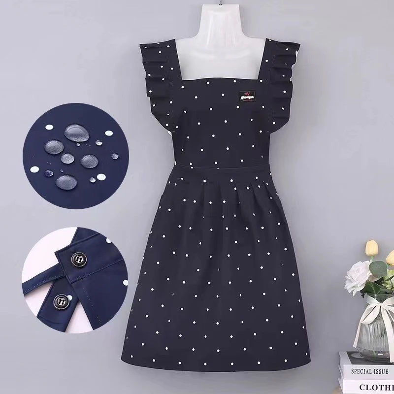 四季款防水家务清洁耐脏防油透气围裙做饭洋气罩衣无袖成人工作服