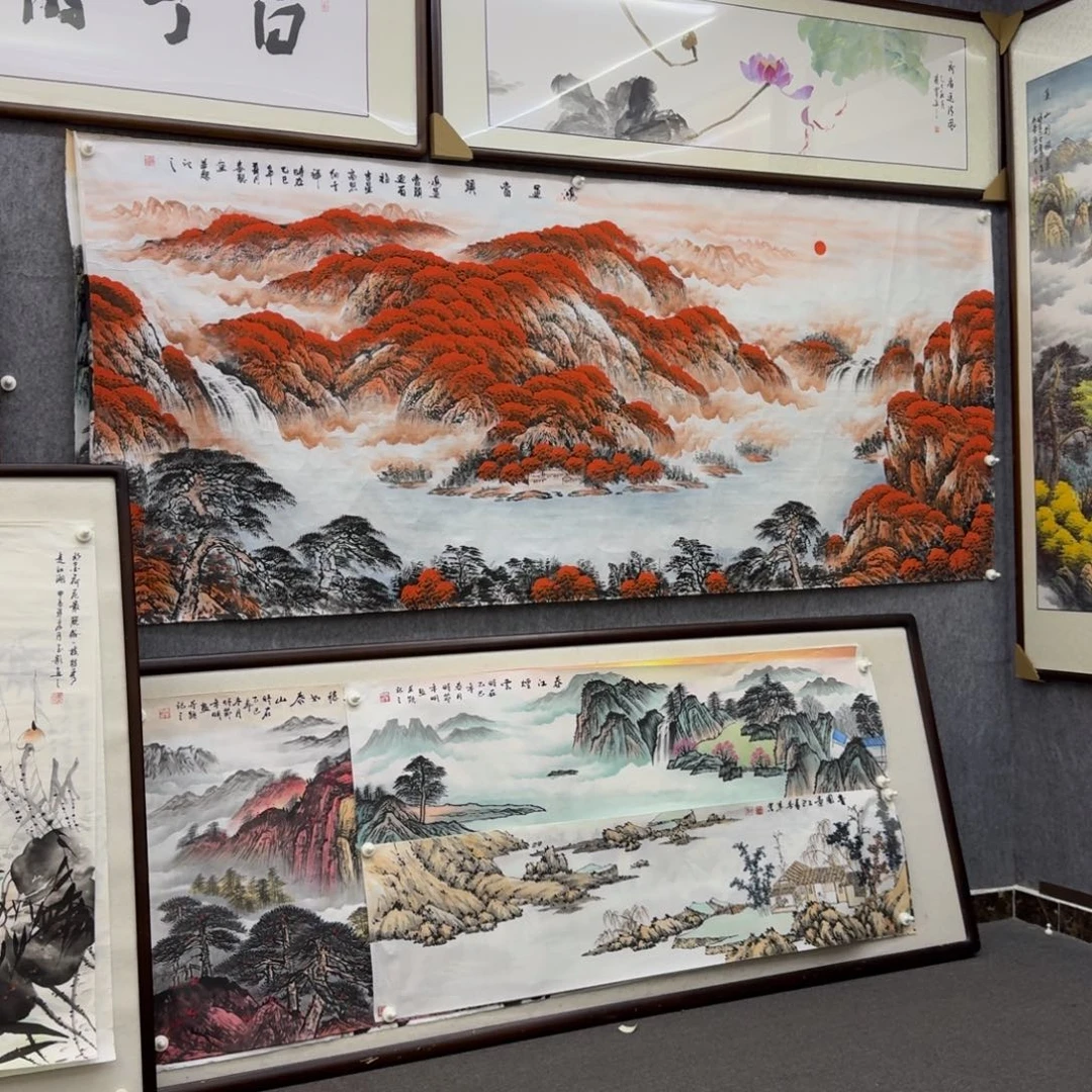 安***地国画补差价鸿运当头画框➕四尺对开荷花
