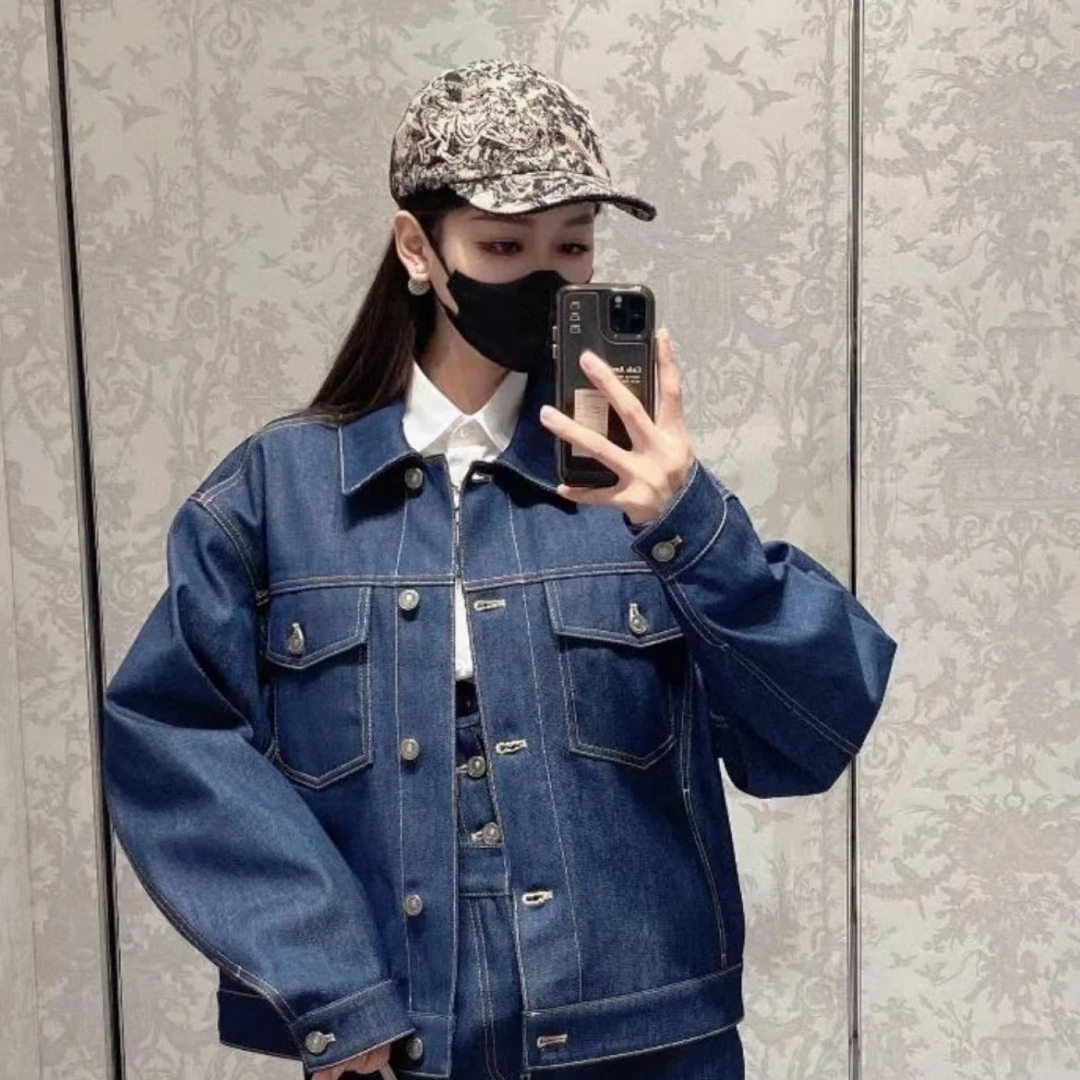 未使用 DIOR/迪奥 咖色短款翻领春季潮流拼接棒球帽129378