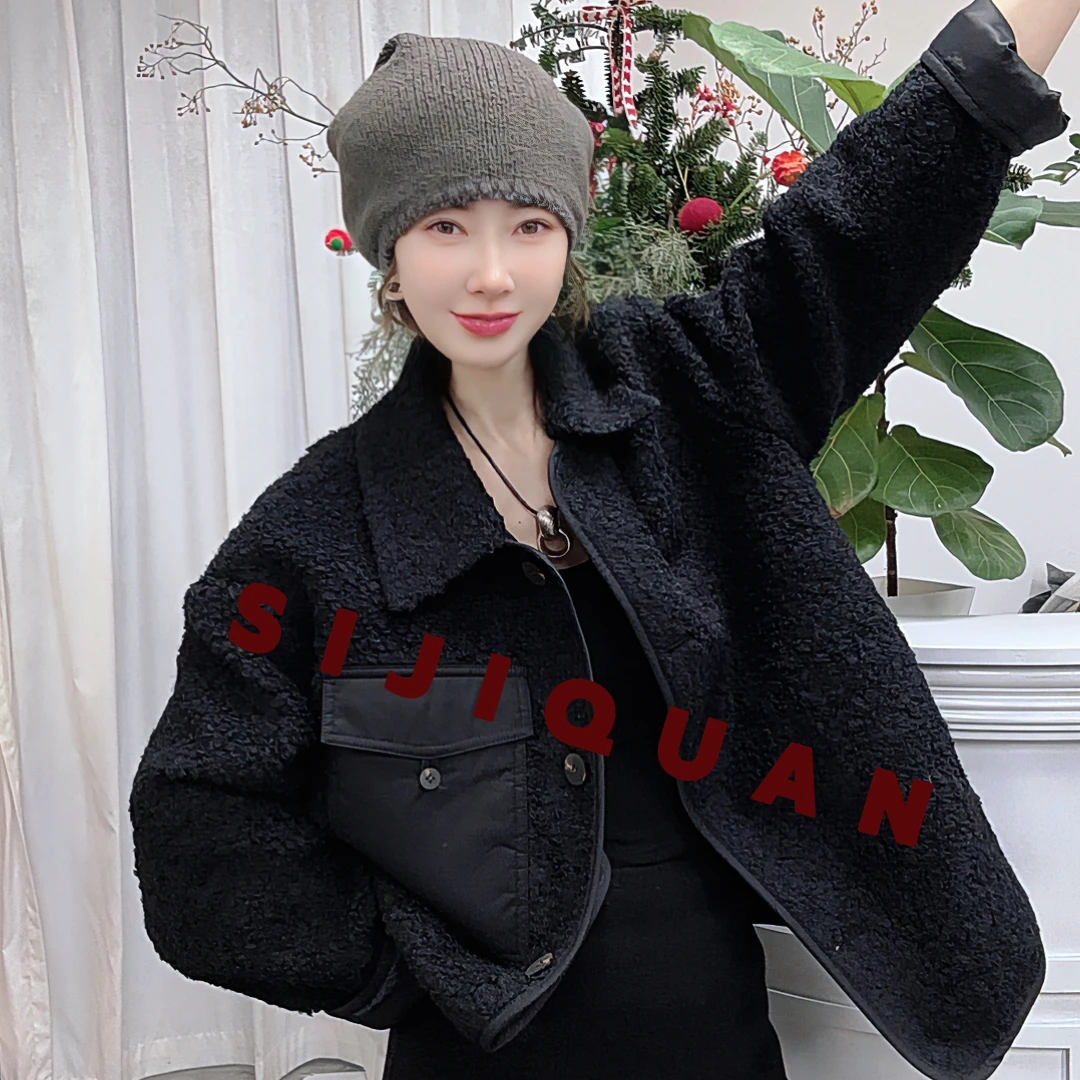 【四季泉定制】正品正版韩版复古百搭羊毛中长外套新款潮牌女装2891