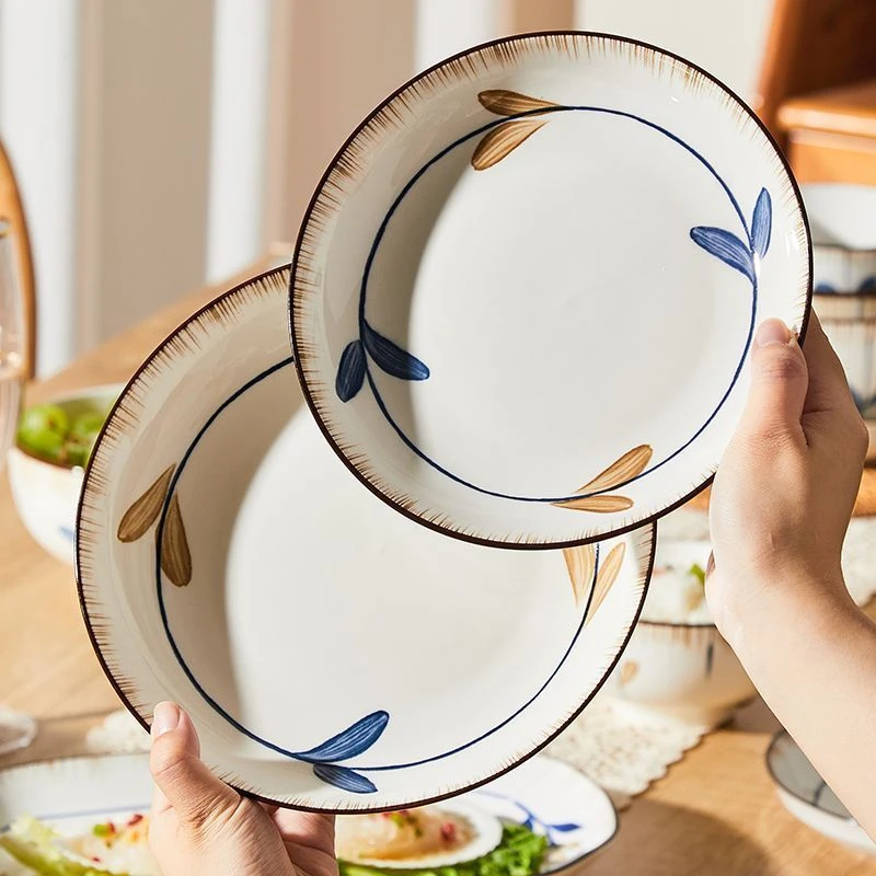 【4只装】日式餐具陶瓷吃饭碗家用2025新款盘子釉下彩菜盘碟