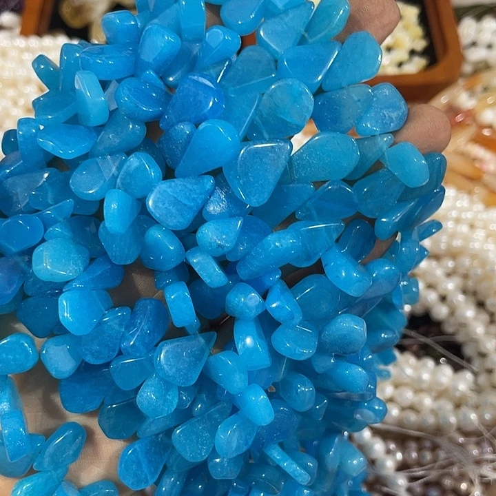 合金玛瑙/玉髓珠宝半成品一条蓝玉水滴